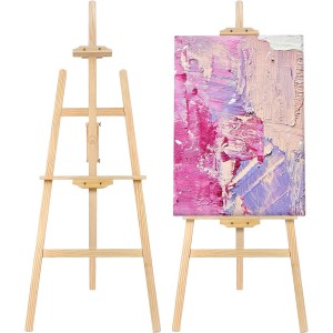 Denzoer Wooden Painting Easel, Art Easel Stand Hold up to 48'', Painting Canvas for Wedding Sign and Poster, Drawing for Adults, Begginners and Students 